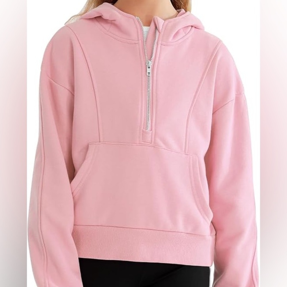 Pink Half-Zip Pullover Sweatshirt